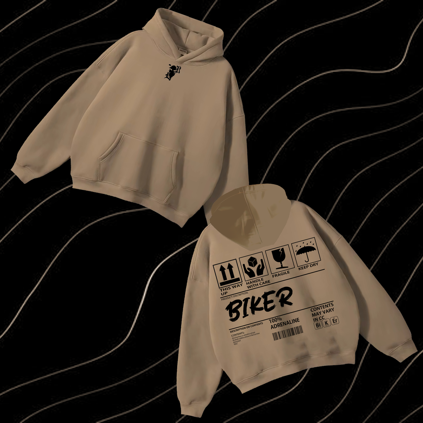 Biker Content Hoodie look only