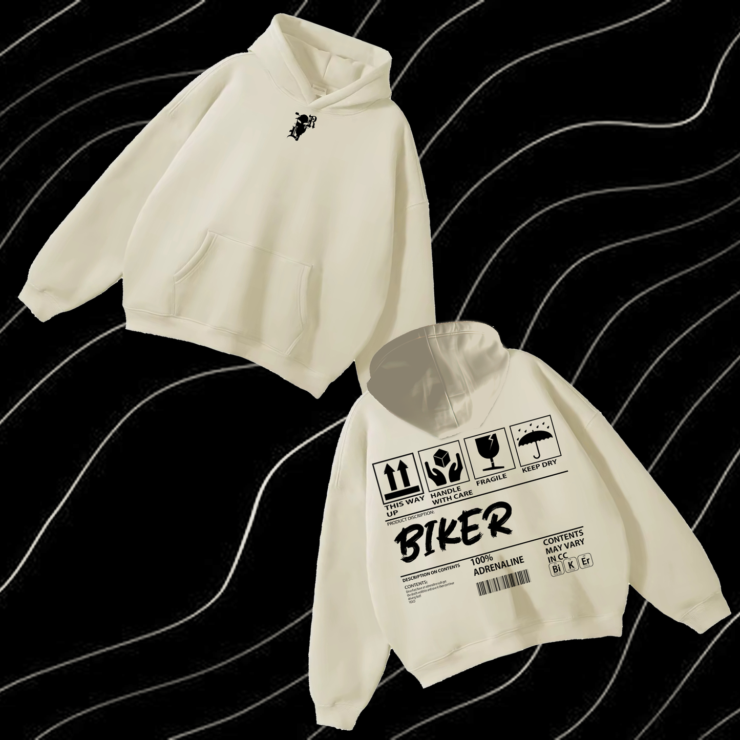 Biker Content Hoodie look only