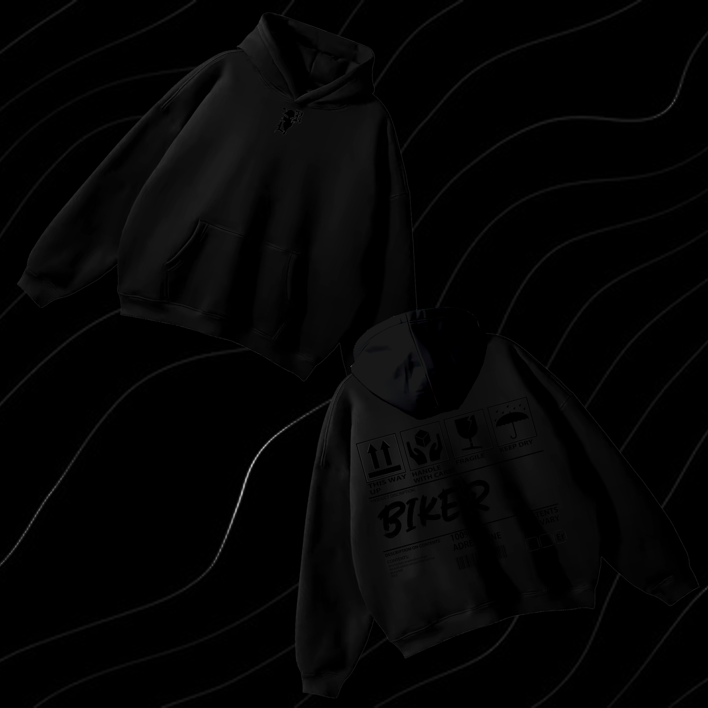 Biker Content Hoodie look only