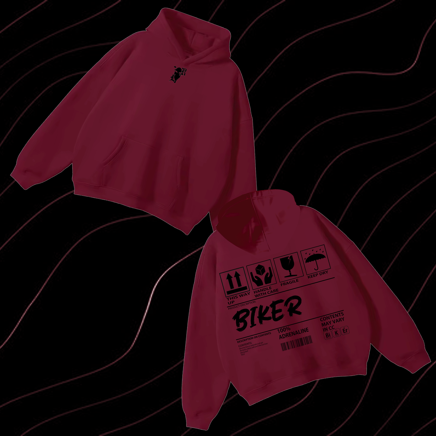 Biker Content Hoodie look only