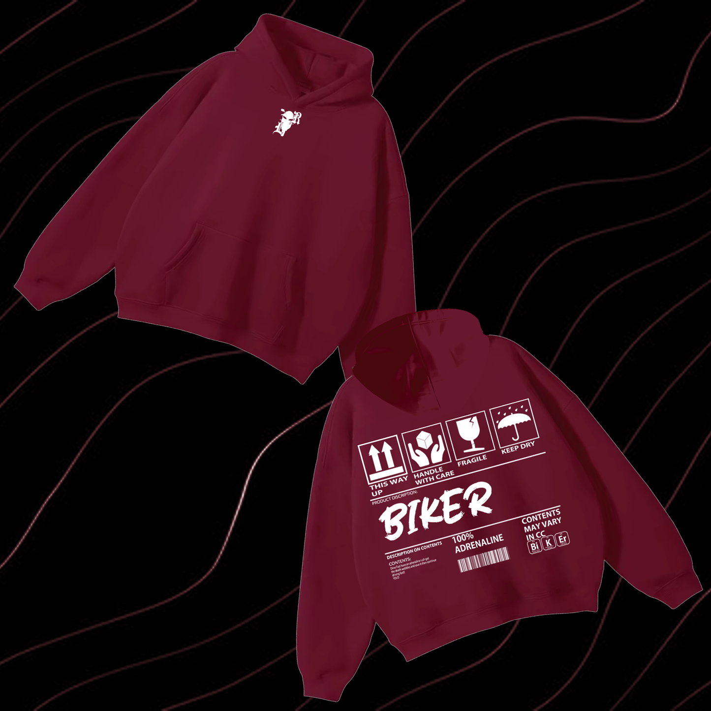 Biker Content Hoodie look only