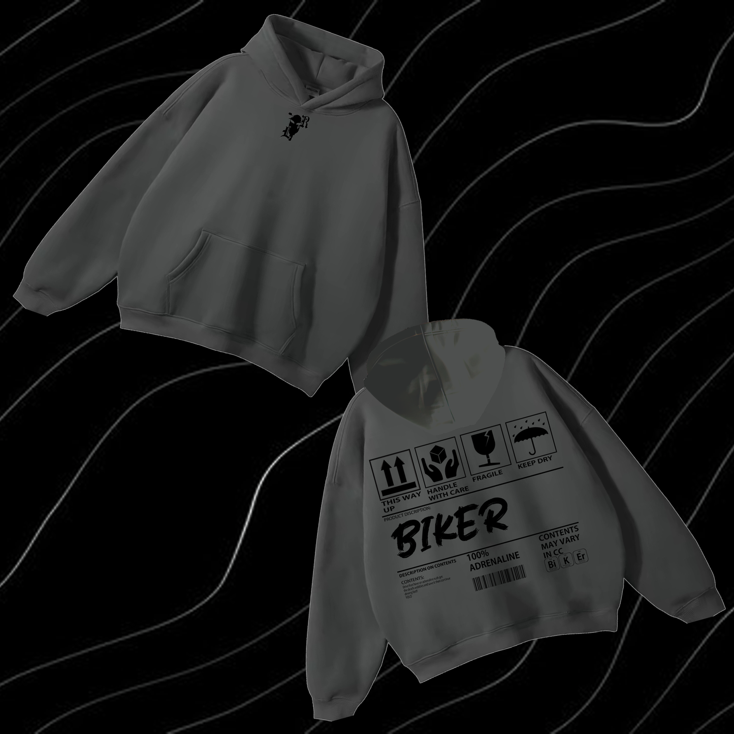 Biker Content Hoodie look only