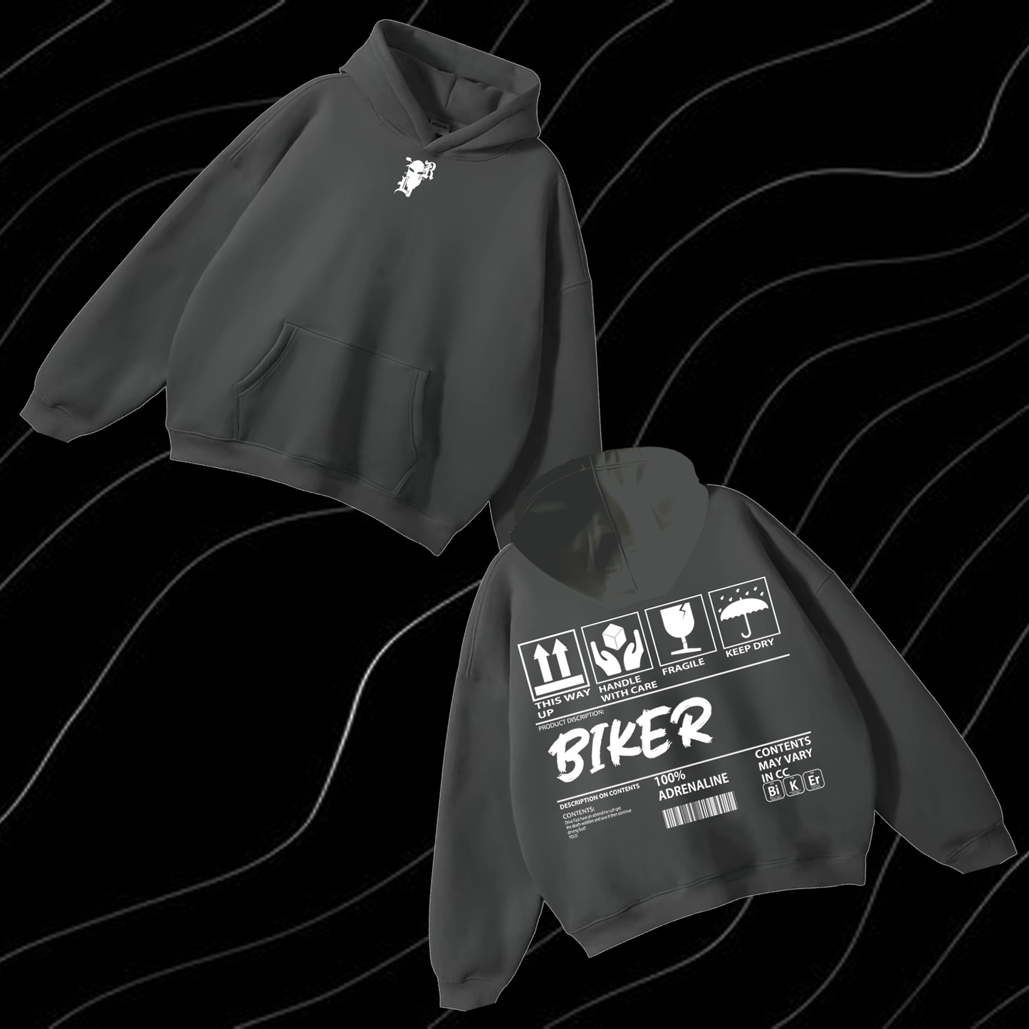 Biker Content Hoodie look only
